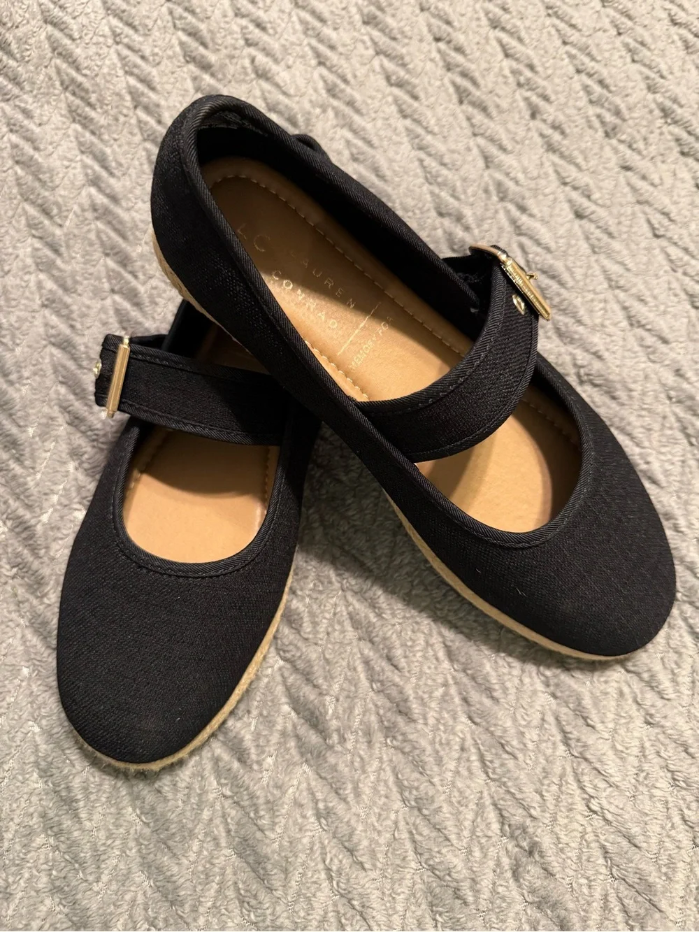 Women’s Black Mary Jane Canvas Shoes with Buckle Strap